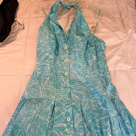 Liz Claiborne Teal Floral Midi Dress - Picture 3 of 3